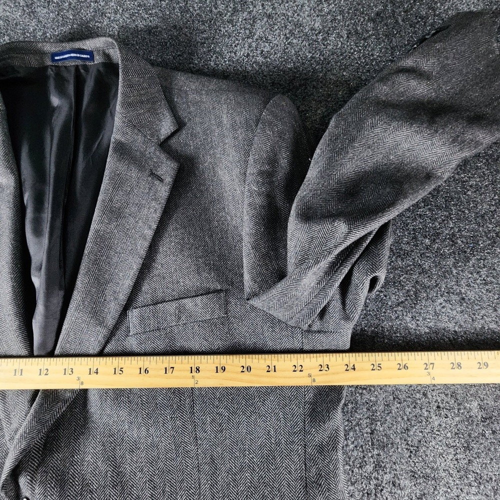 Stafford Signature Mens 46R‎ Blazer Silk Camel Hair Grey Herringbone Sport Coat - Picture 11 of 14